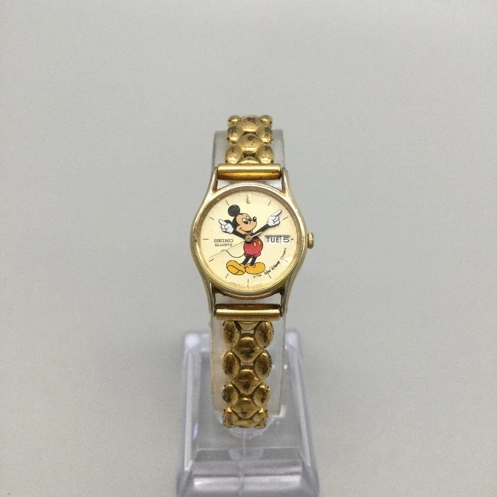 Vintage Seiko Womens Watch 22mm Mickey Mouse3Y03-0049 NOT RUNNING FOR PARTS